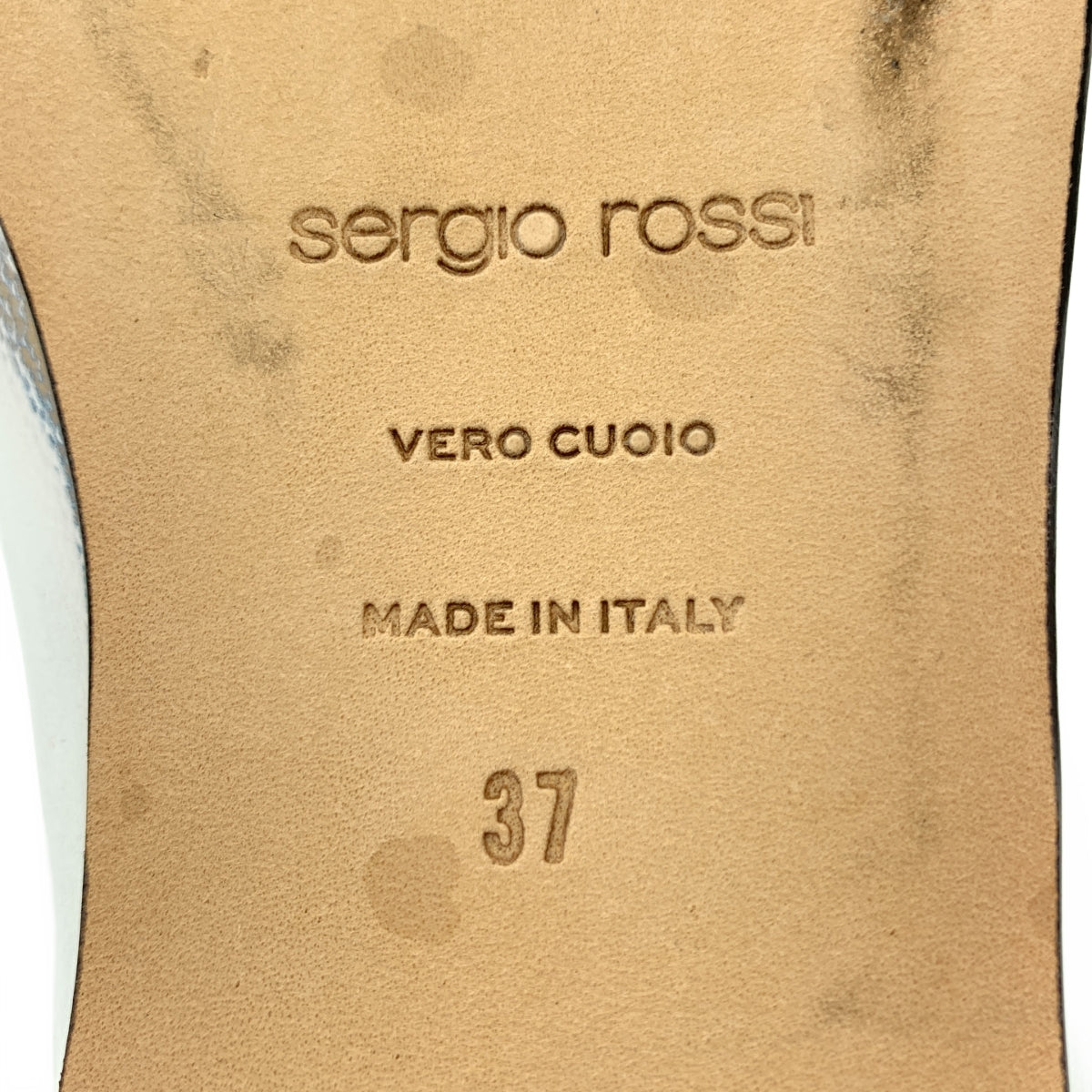 sergio rossi / 세르지오로시 | SR1 스퀘어 투 메탈 플레이트 플랫 슈즈 | 37 |