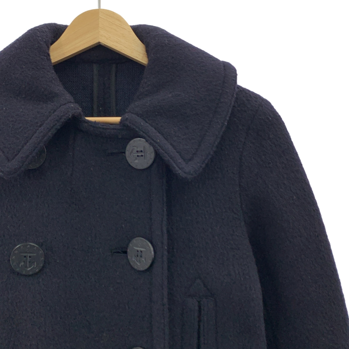 ANATOMICA / アナトミカ | BEACH CLOTH PEA COAT LONG ウール ビーチクロス ロング Pコート | 38 | ネイビー | レディース