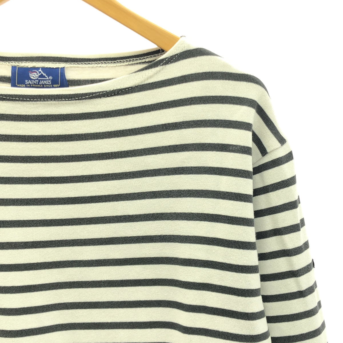 聖詹姆斯 / 聖詹姆斯 | OUESSANT BORDER / Wesson Border 船領巴斯克剪裁和縫製 |白色/灰色 |男士