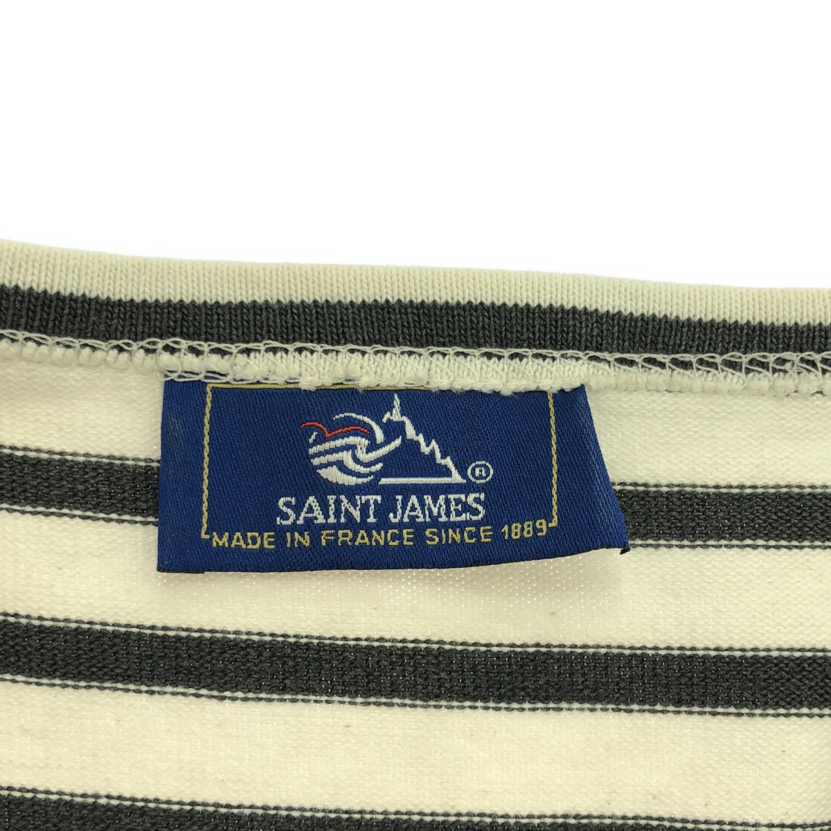 聖詹姆斯 / 聖詹姆斯 | OUESSANT BORDER / Wesson Border 船領巴斯克剪裁和縫製 |白色/灰色 |男士