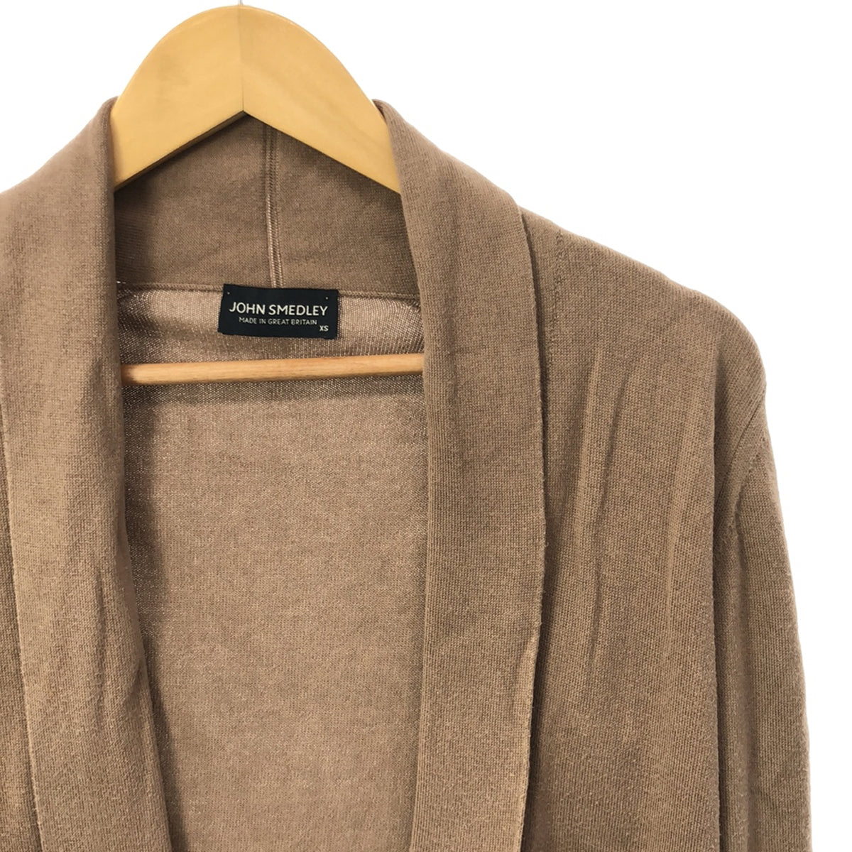 JOHN SMEDLEY / ジョンスメドレー | シーアイランドコットン ボタンレス ショールカラー ニットカーディガン | XS | ブラウン | レディース