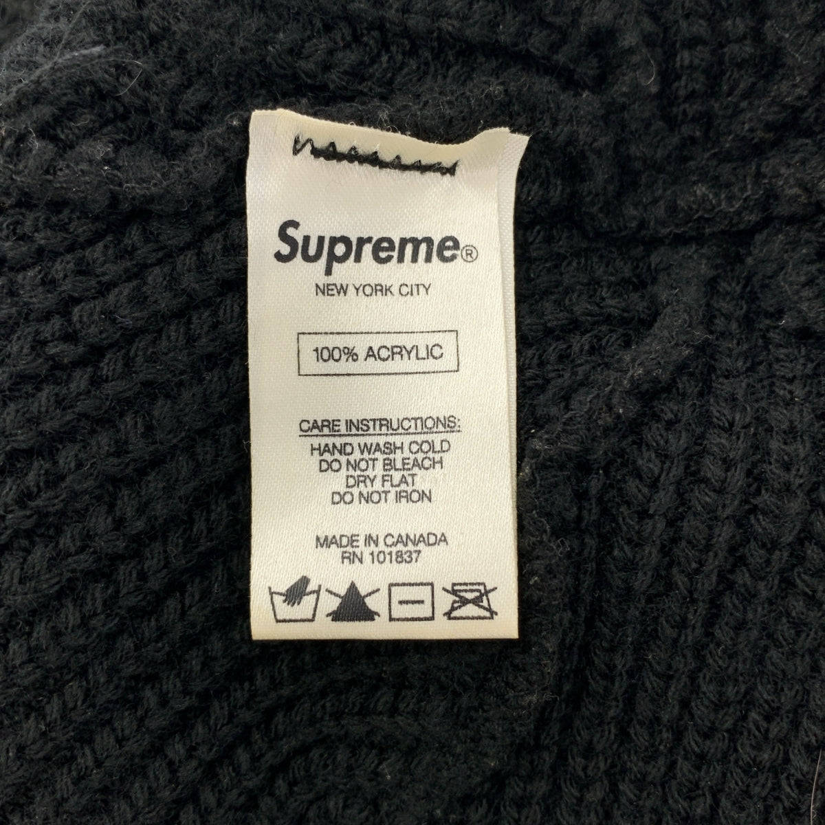 SUPREME / シュプリーム | ウール 総柄 ロゴ ニット ビーニーキャップ 帽子 / ユニセックス | ブラック | メンズ