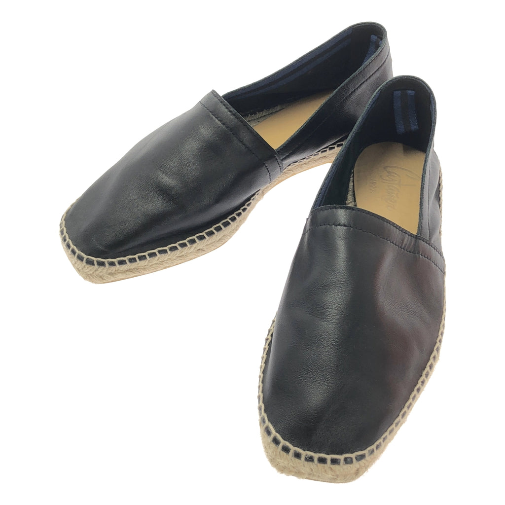 【미품】 Castaner / 카스타니에르 | PABLO 104 NEGRO / 에스파드리유 가죽 슬립온 신발 | 40 | 블랙 / 베이지 | 남성