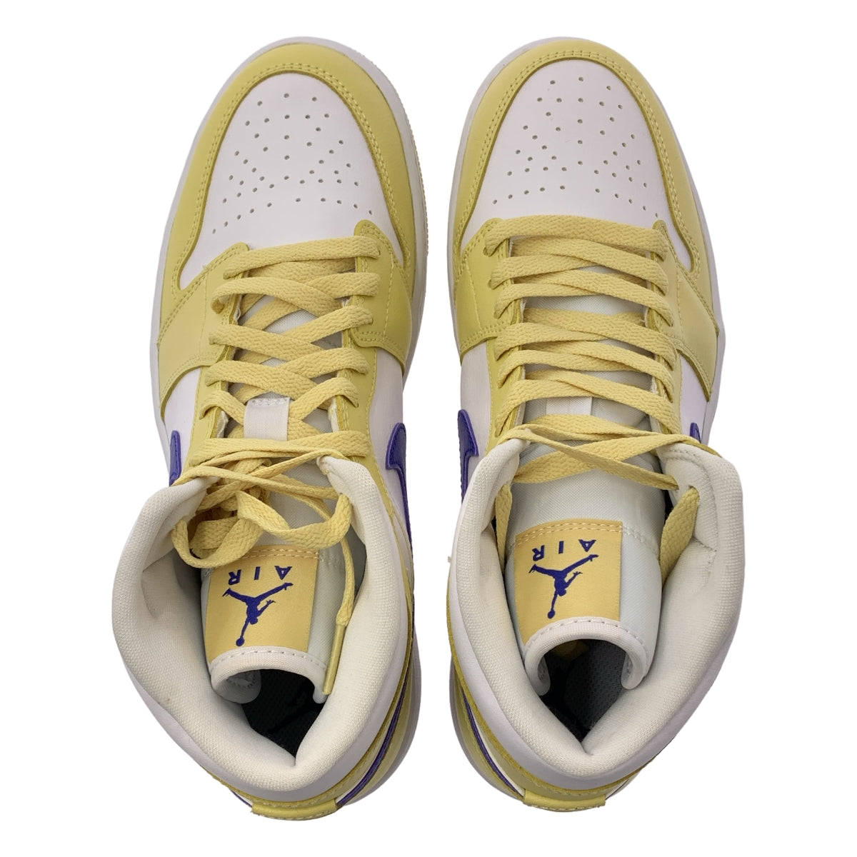 [狀況極佳] Nike | WMNS AIR JORDAN 1 MID 飛人喬丹高筒運動鞋 | 尺寸 27.5 | 黃/藍/白 | 女款