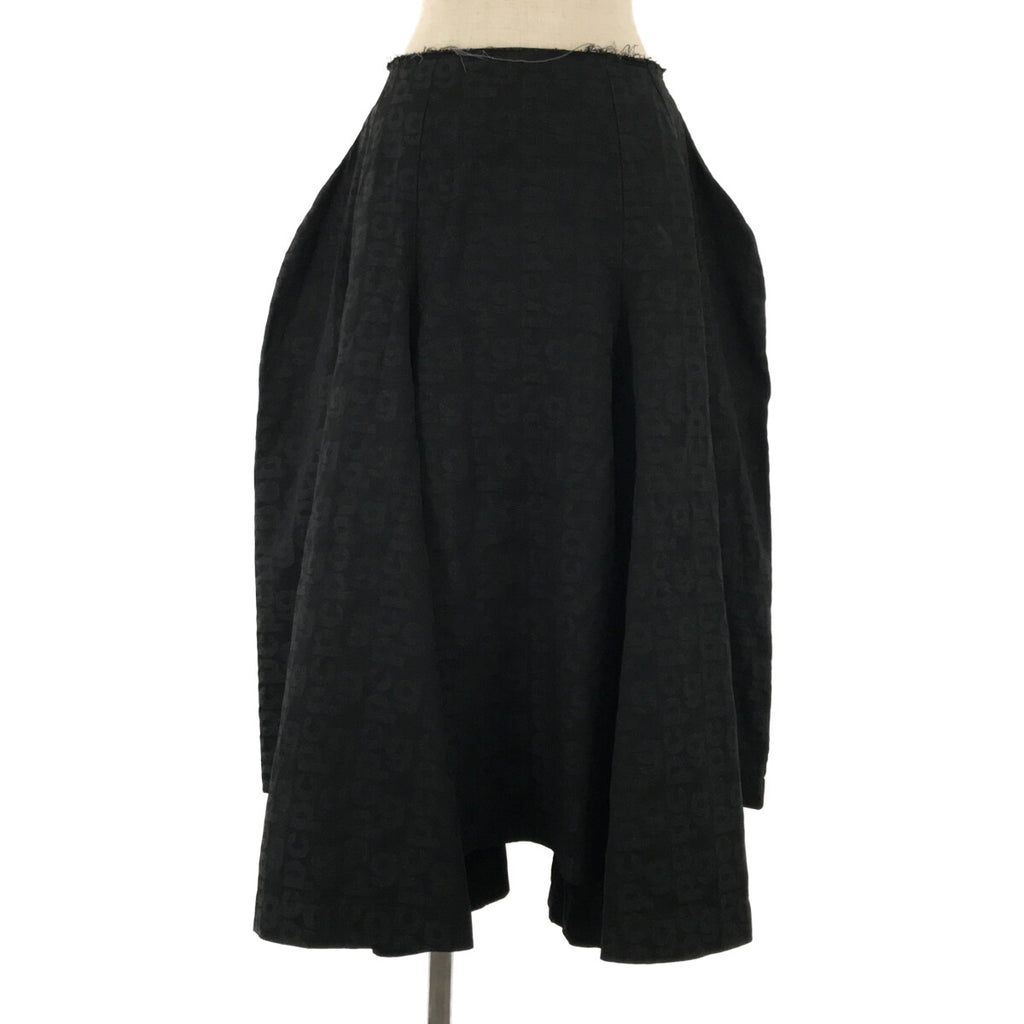 【美品】  COMME des GARCONS / コムデギャルソン | 2020SS	 / AD2019 | Orlando / オルランド 2way ポリ縮絨 断ち切り 変形 総ロゴ オーバースカート | S | ブラック | レディース