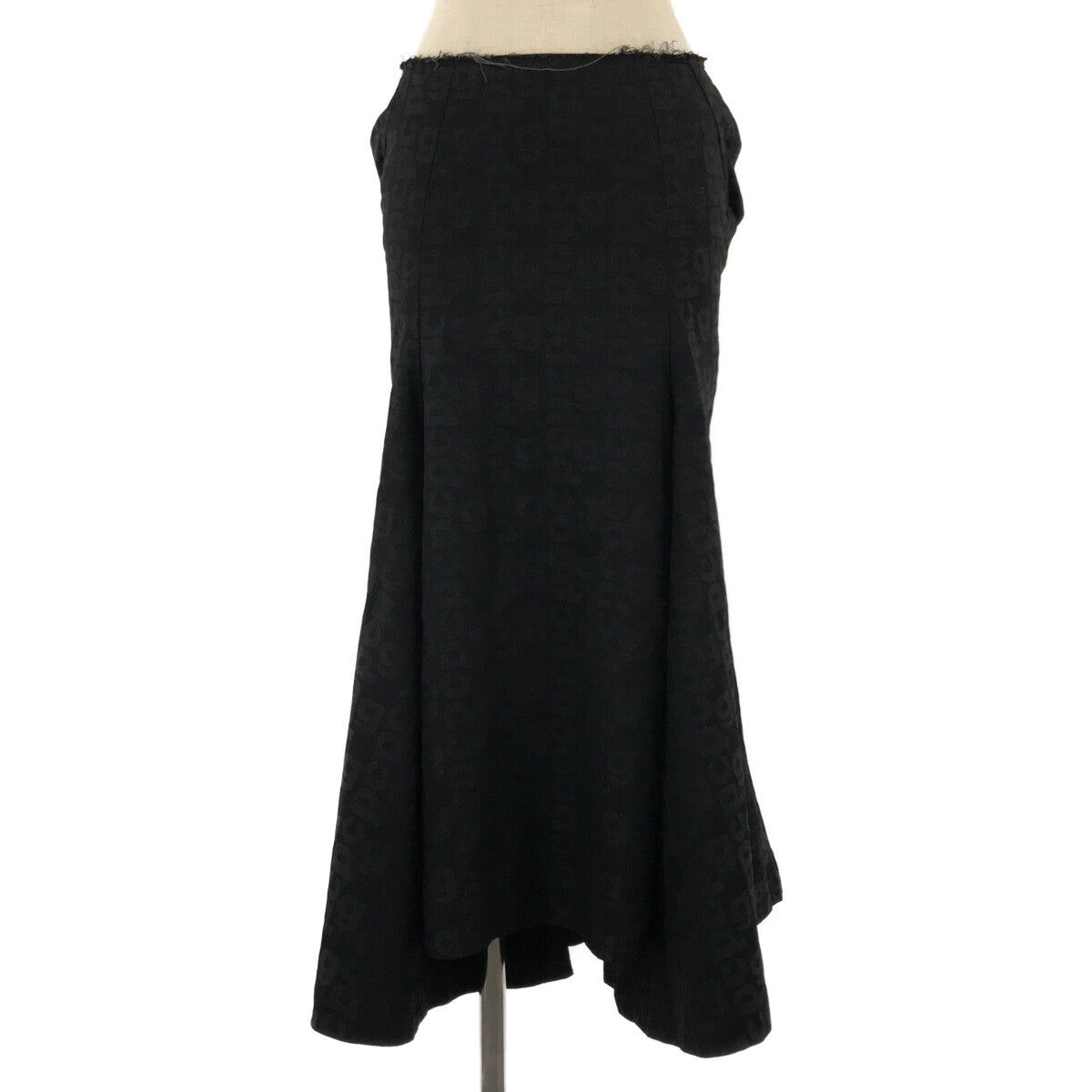 【美品】  COMME des GARCONS / コムデギャルソン | 2020SS	 / AD2019 | Orlando / オルランド 2way ポリ縮絨 断ち切り 変形 総ロゴ オーバースカート | S | ブラック | レディース