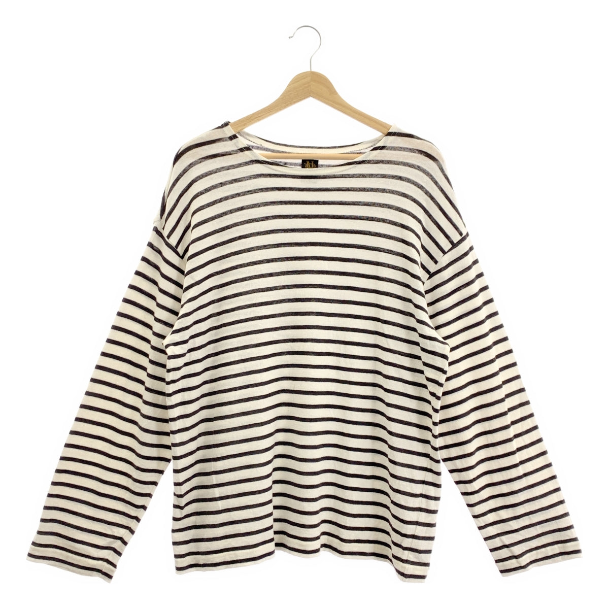 BATONER / バトナー | 2023SS | COTTON LINEN HIGH TWIST BASQUE SHIRT L/S コットン リネン ハイツイスト バスクシャツ | 2 | ホワイト / ブラック | メンズ