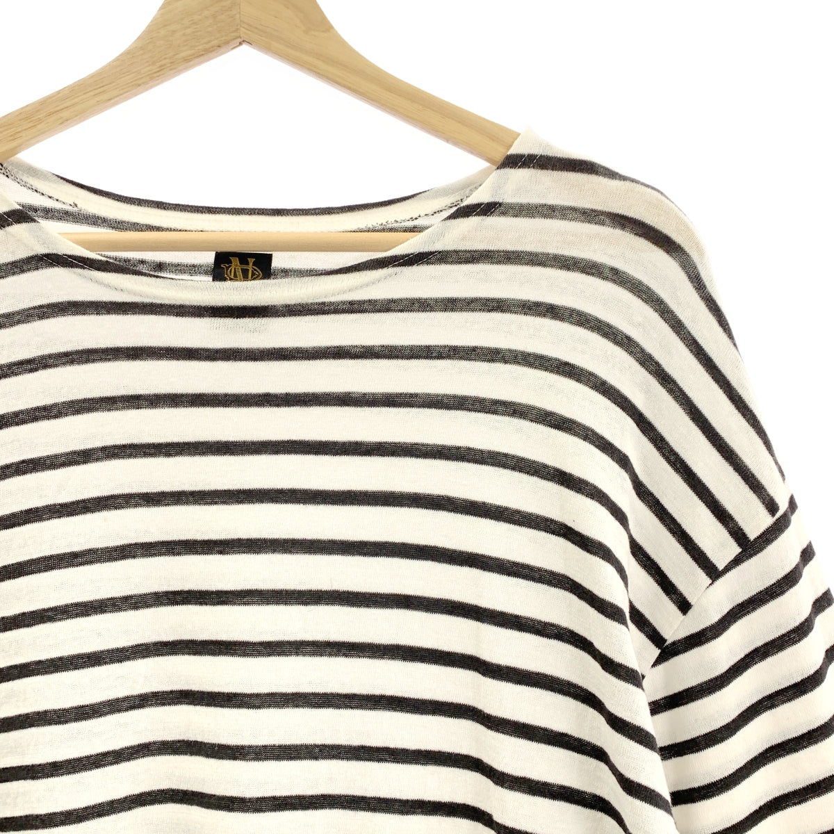 BATONER / バトナー | 2023SS | COTTON LINEN HIGH TWIST BASQUE SHIRT L/S コットン リネン ハイツイスト バスクシャツ | 2 | ホワイト / ブラック | メンズ