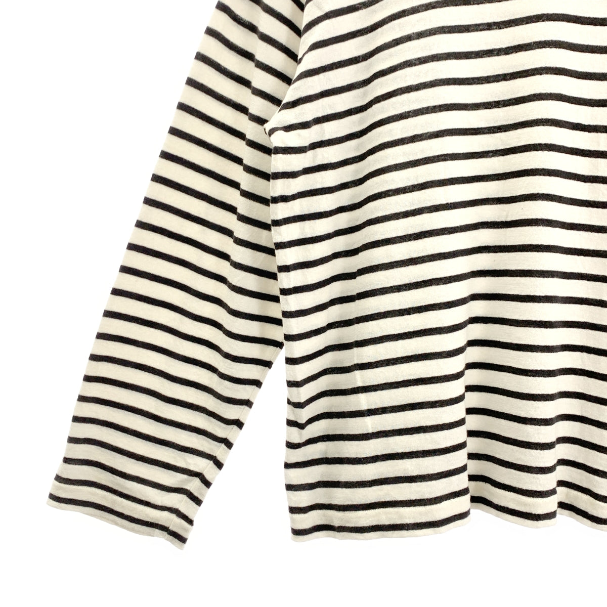 BATONER / バトナー | 2023SS | COTTON LINEN HIGH TWIST BASQUE SHIRT L/S コットン リネン ハイツイスト バスクシャツ | 2 | ホワイト / ブラック | メンズ