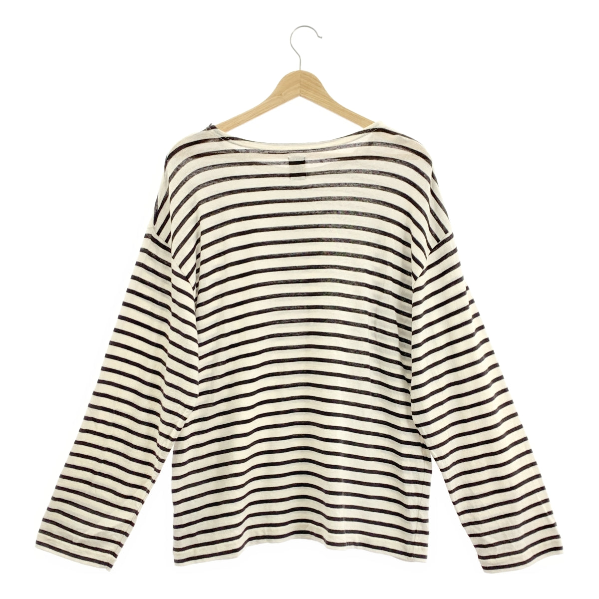 BATONER / バトナー | 2023SS | COTTON LINEN HIGH TWIST BASQUE SHIRT L/S コットン リネン ハイツイスト バスクシャツ | 2 | ホワイト / ブラック | メンズ