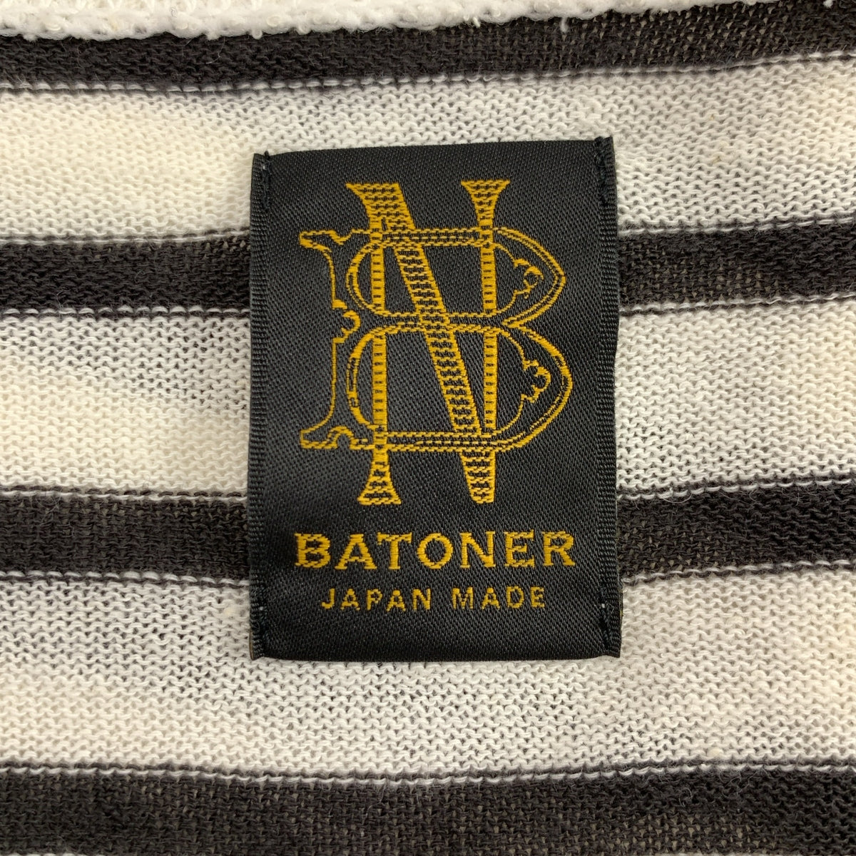 BATONER / バトナー | 2023SS | COTTON LINEN HIGH TWIST BASQUE SHIRT L/S コットン リネン ハイツイスト バスクシャツ | 2 | ホワイト / ブラック | メンズ