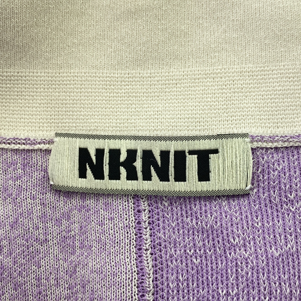 NKNIT / 니트 | 2023SS | short check pattern knit shirt 체크 패턴 니트 셔츠 파일 | 퍼플 / 오프 화이트 | 여성