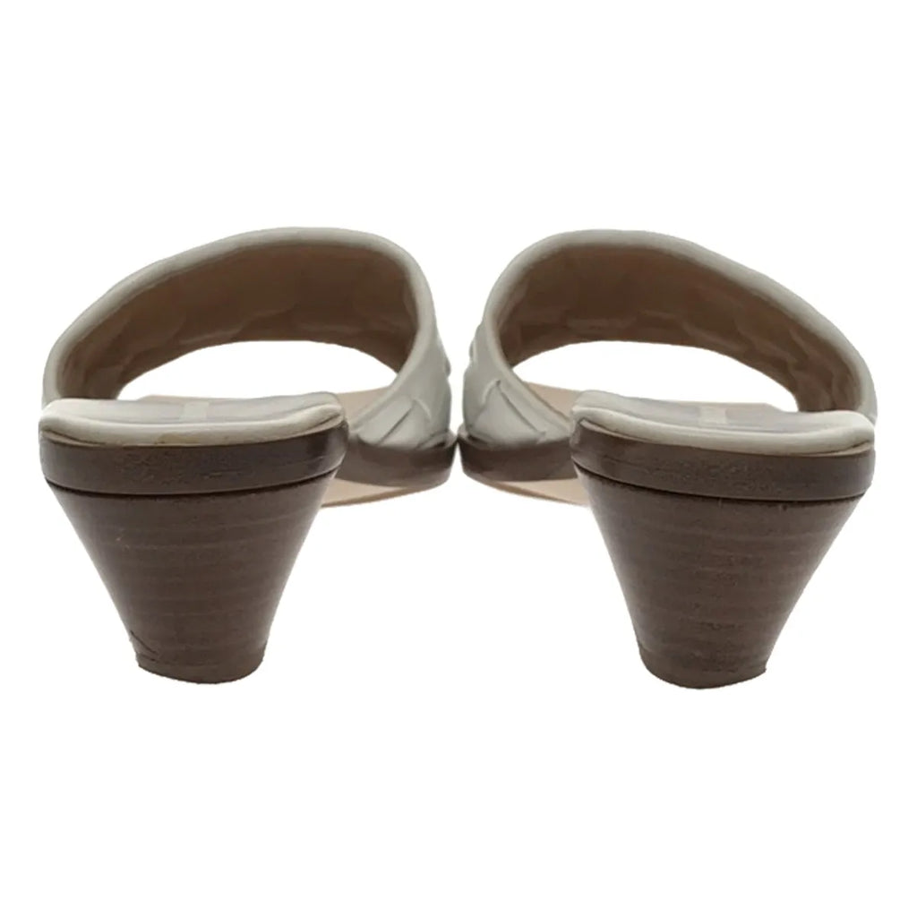 BOTTEGA VENETA / ボッテガヴェネタ | イントレチャート スクエアトゥ レザーサンダル | 35 1/2 | ホワイト | レディース