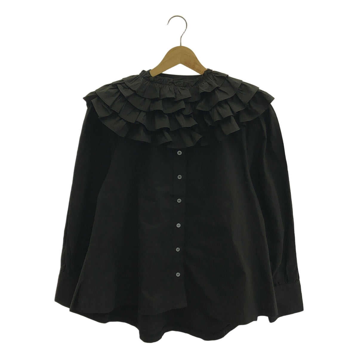 [新] Bibiy。 |荷葉邊領夏洛特襯衫 | F |黑色 |女性的