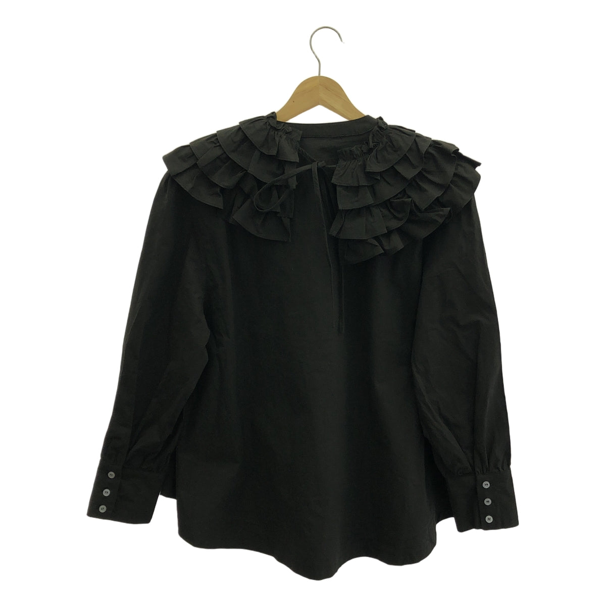 [新] Bibiy。 |荷葉邊領夏洛特襯衫 | F |黑色 |女性的