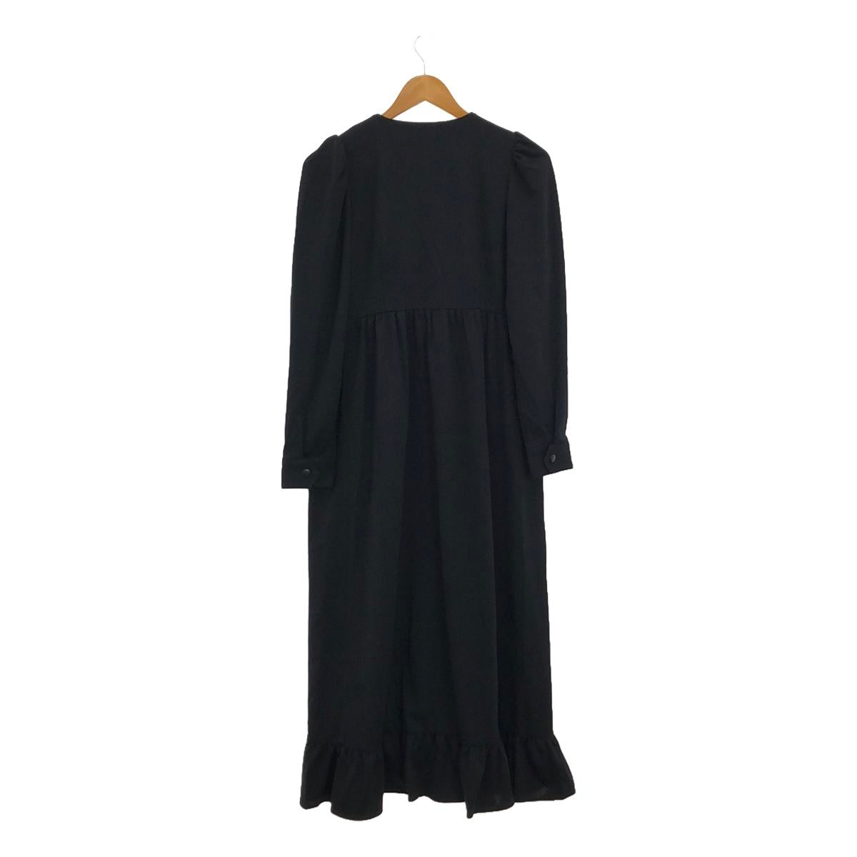 [Good Condition] SOLOV | Front Zip Puff Sleeve Dress | 1 | Black | Wom