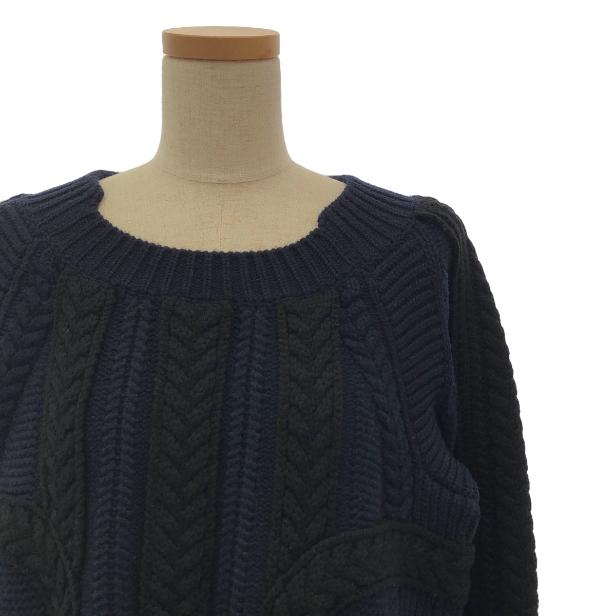 Burberry / バーバリー | Braided Knit ケーブルニット | L | ブラック/ネイビー | レディース