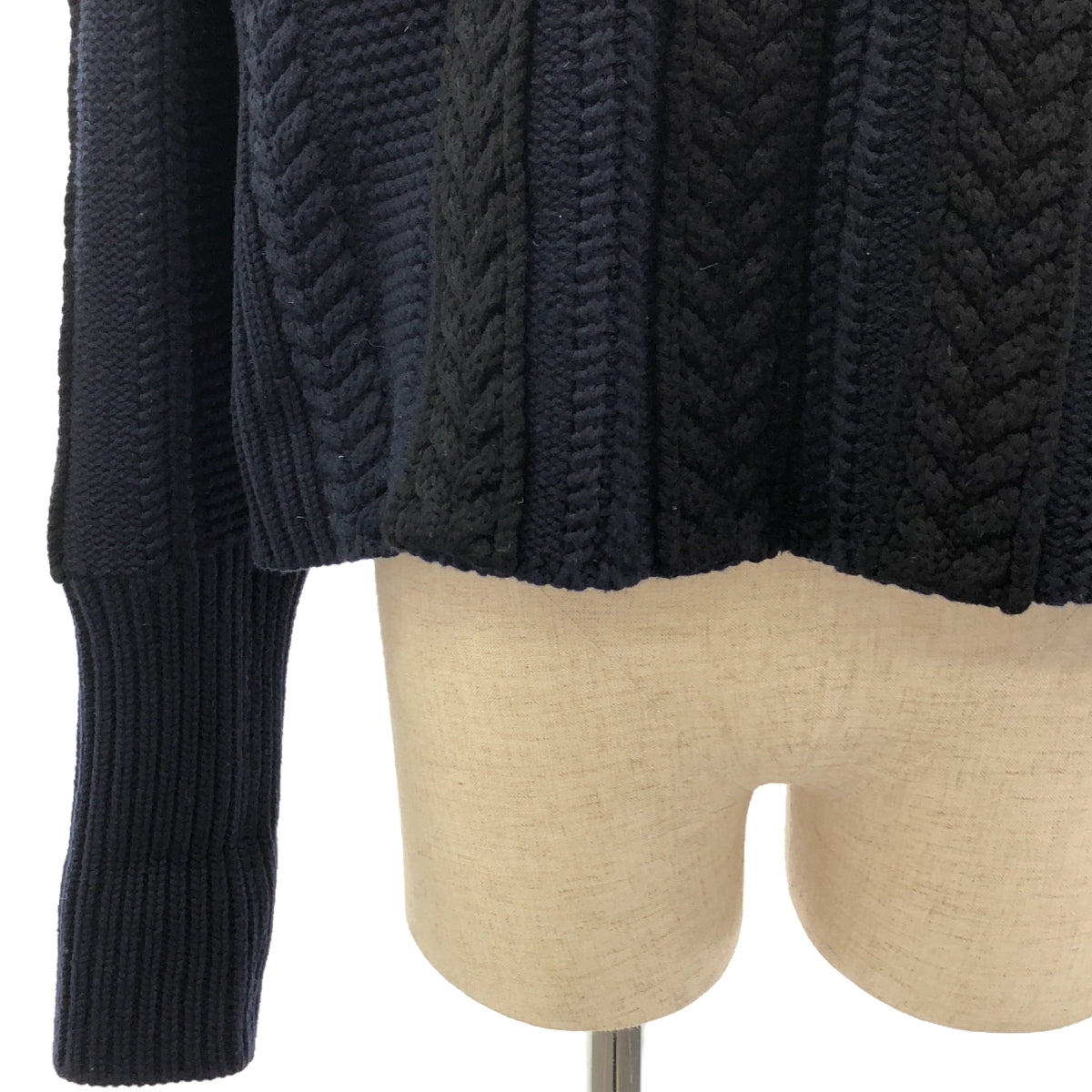 Burberry / バーバリー | Braided Knit ケーブルニット | L | ブラック/ネイビー | レディース