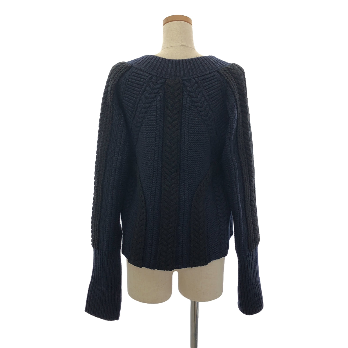 Burberry / バーバリー | Braided Knit ケーブルニット | L | ブラック/ネイビー | レディース