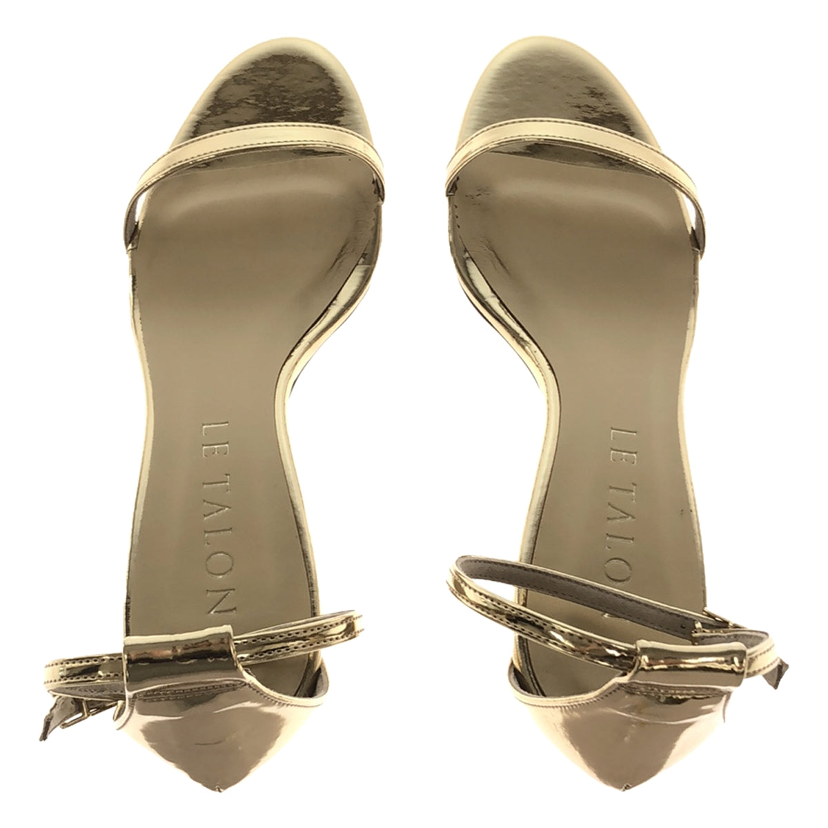 Le Talon | FINE STRAP SANDALS | Patent leather strap heel pumps | Size 24 | Gold | Women's