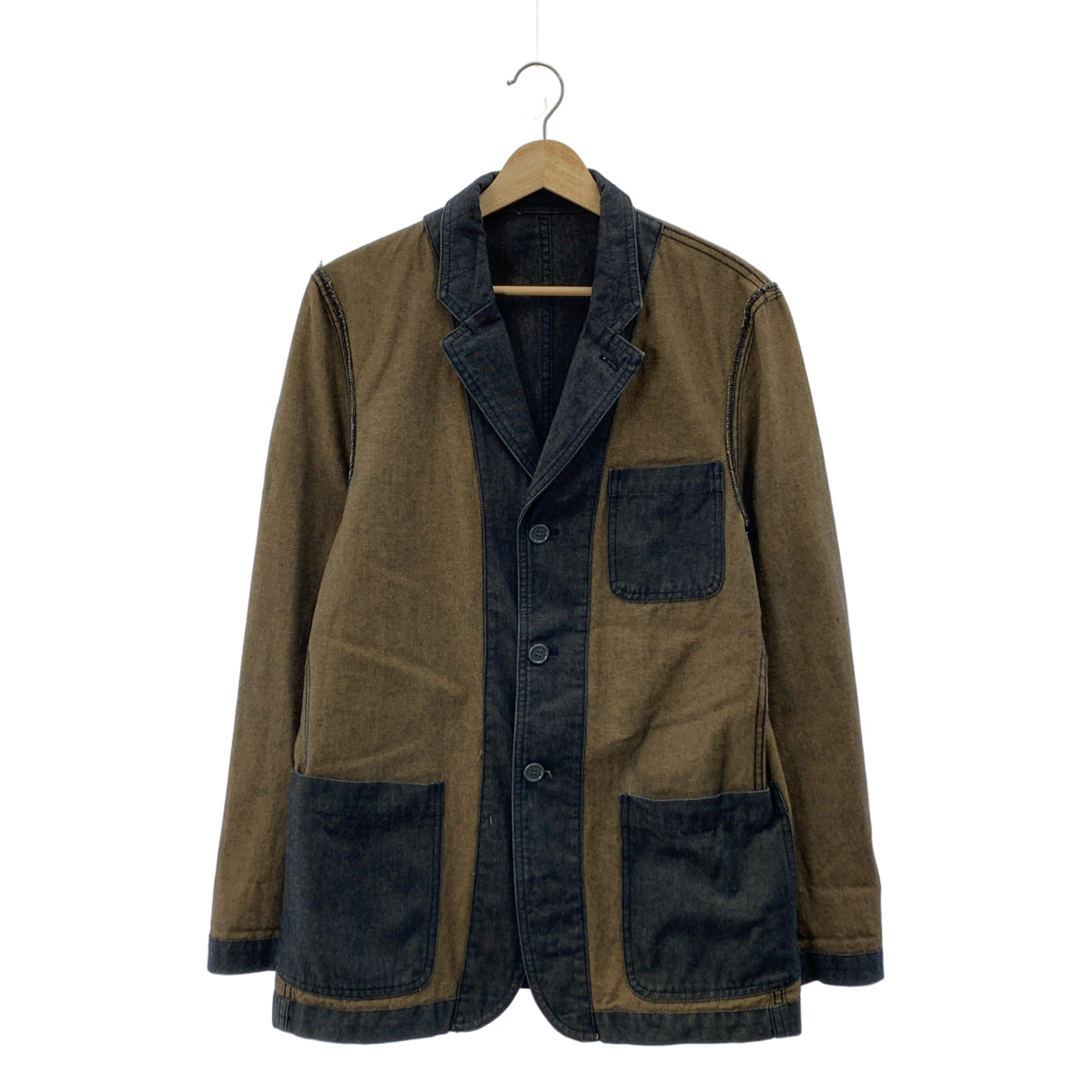 COMME des GARÇONS HOMME PLUS | 2002 春夏 |內翻牛仔外套 |尺寸 M |靛藍/棕色 |男士