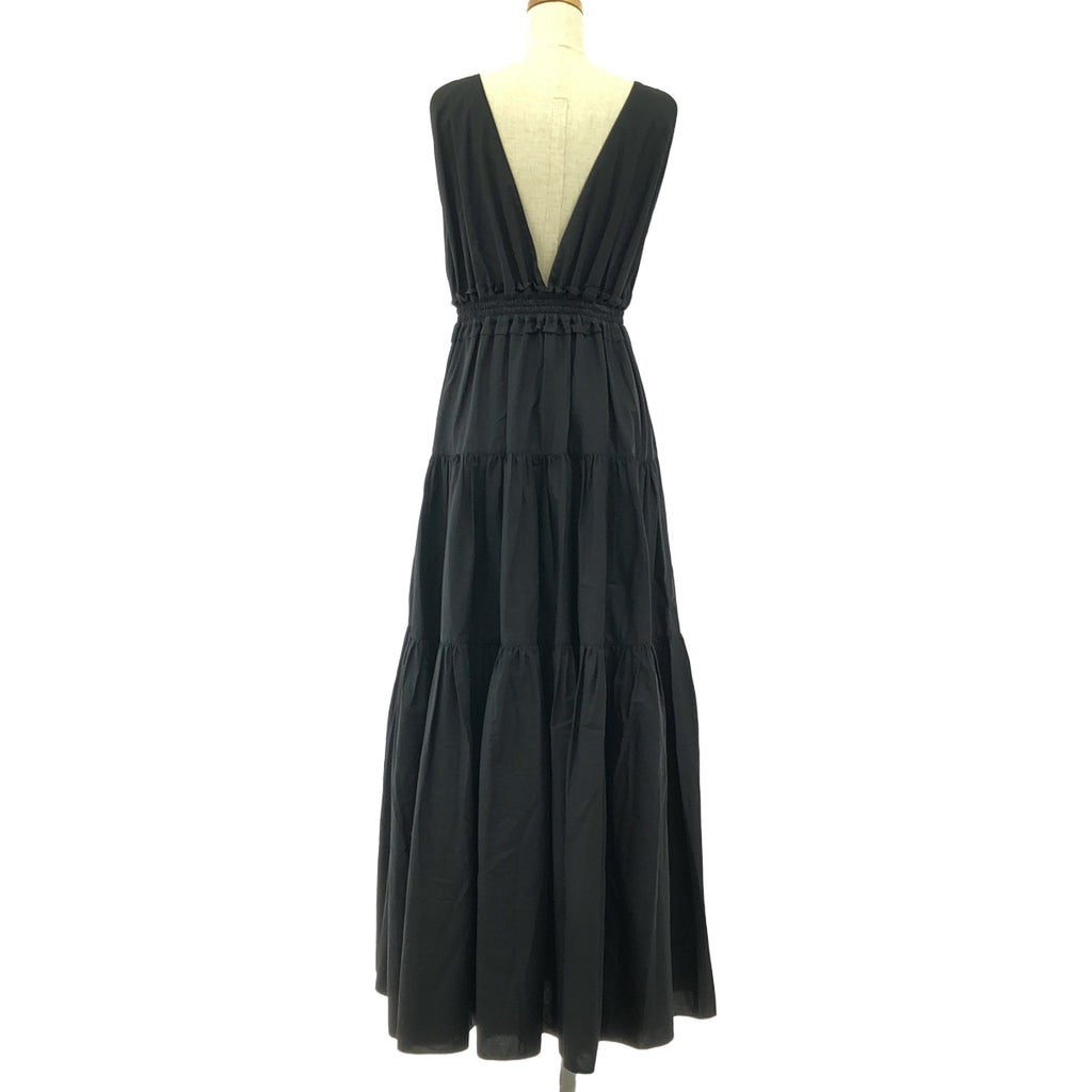 【美品】  DOUBLE STANDARD CLOTHING / ダブルスタンダードクロージング | Vネックティアードワンピース | 36 | ブラック | レディース
