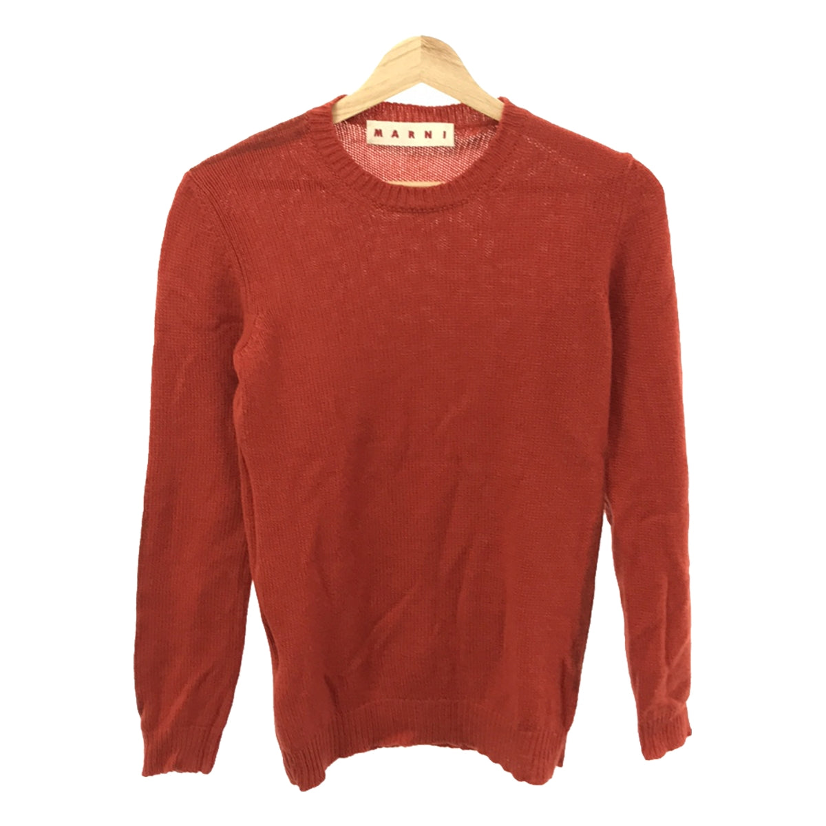 MARNI | Cashmere line print crew neck knit | 40 | Orange | Women's