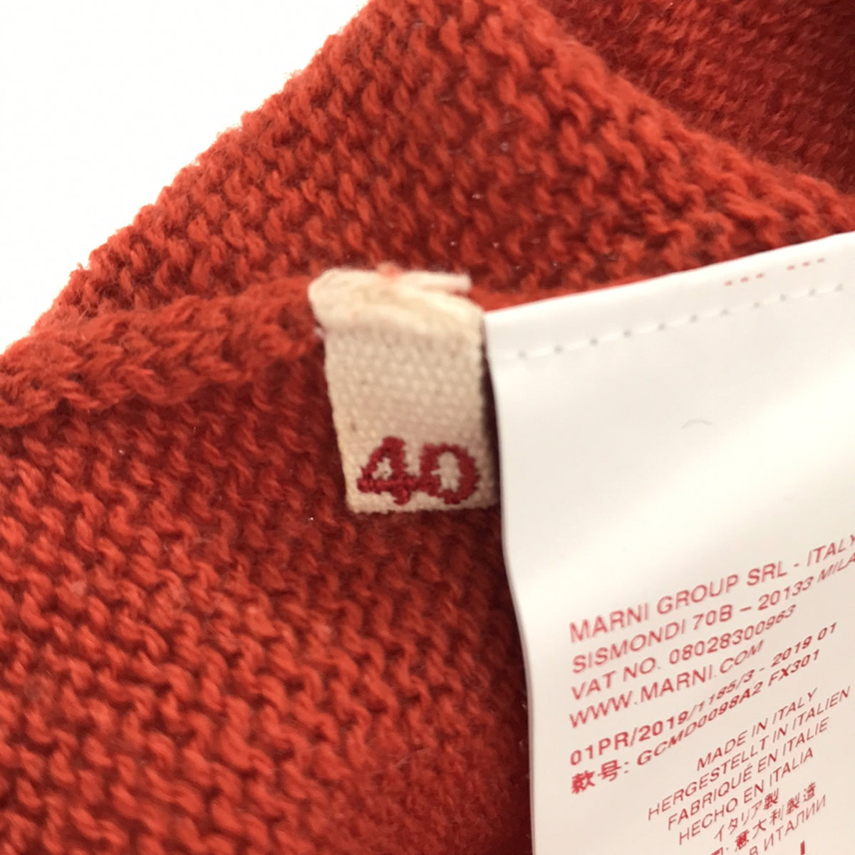 MARNI | Cashmere line print crew neck knit | 40 | Orange | Women's