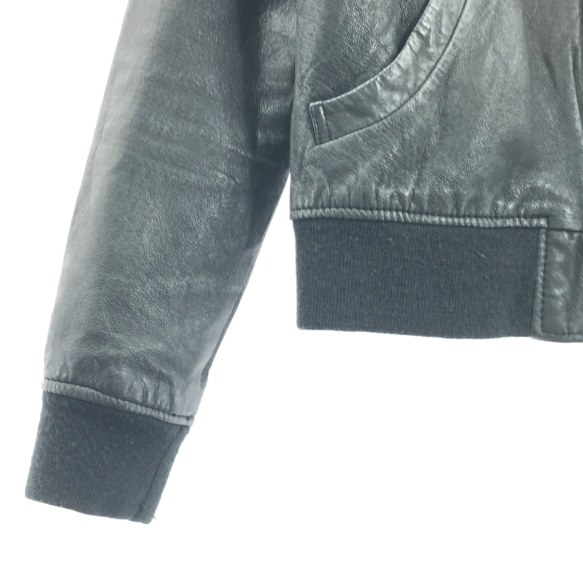 UNITED ARROWS green label relaxing / ユナイテッド アローズ グリーン レーベル リラクシング | ノーカラー レザー ジップアップ ブルゾン | 40 | レディース