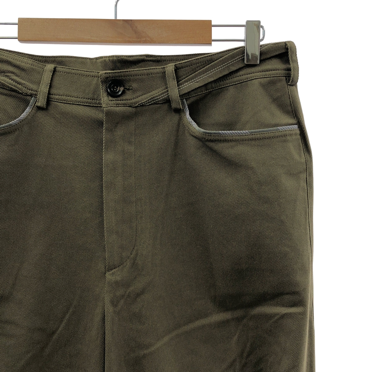 [全新品] Kiko Kostadinov | 2024 秋冬系列 | OHNE K-DART TROUSER 聚酯纖維/羊毛垂墜喇叭褲 | 48 碼 | 黃銅綠 | 男款