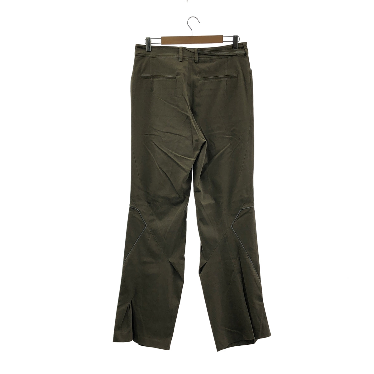 [全新品] Kiko Kostadinov | 2024 秋冬系列 | OHNE K-DART TROUSER 聚酯纖維/羊毛垂墜喇叭褲 | 48 碼 | 黃銅綠 | 男款