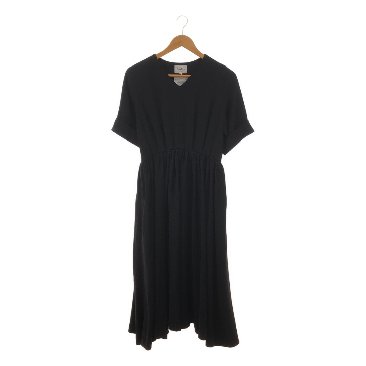 foufou / foufou | [THE DRESS #11] Vneck gather one piece V-neck gather one piece dress | 0 | Black | Women's