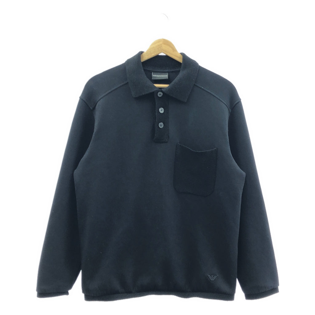 EMPORIO ARMANI / エンポリオアルマーニ | 異素材 切替 ポケット スウェット プルオーバー | XS | ブラック | メンズ