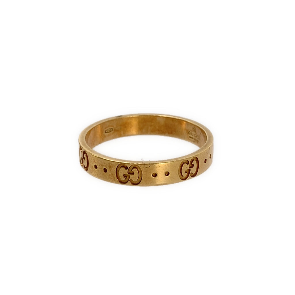 GUCCI / 구찌 | 18K 핑크 골드 PG GG 아이콘 링 | 22 | 남성