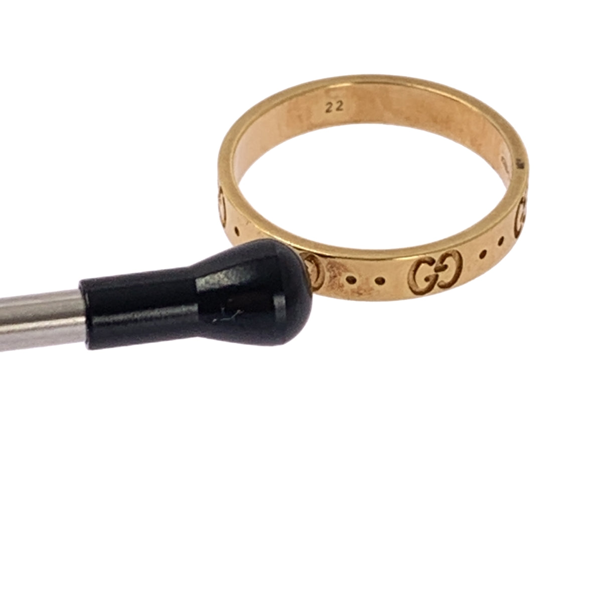 GUCCI / 구찌 | 18K 핑크 골드 PG GG 아이콘 링 | 22 | 남성