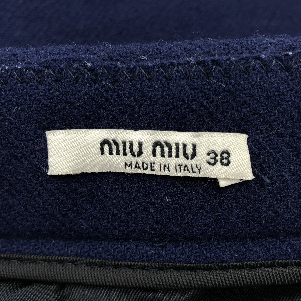 miu miu / ミュウミュウ | パールボタン ウール スカート | 38 | ネイビー | レディース