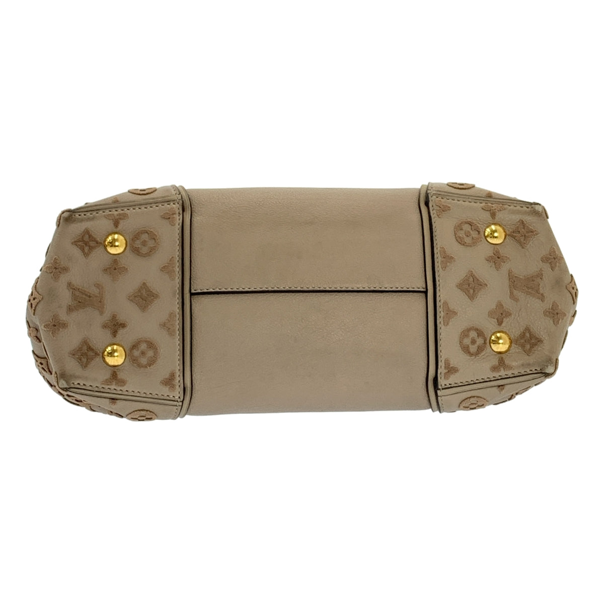 [狀況極佳] 路易威登 | M94483 | 簇絨字母天鵝絨皮革手提包 | 灰褐色 | 女款