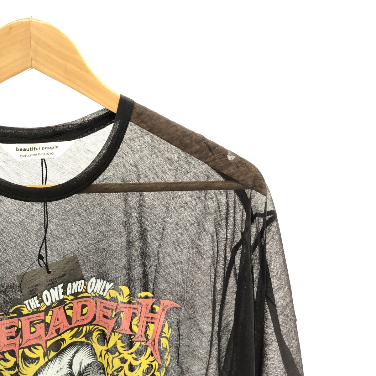 【美品】  beautiful people / ビューティフルピープル | × MEGADETH SHEER JERSEY T-SHIRT / プリント Tシャツ カットソー / ユニセックス | 190 | black | メンズ