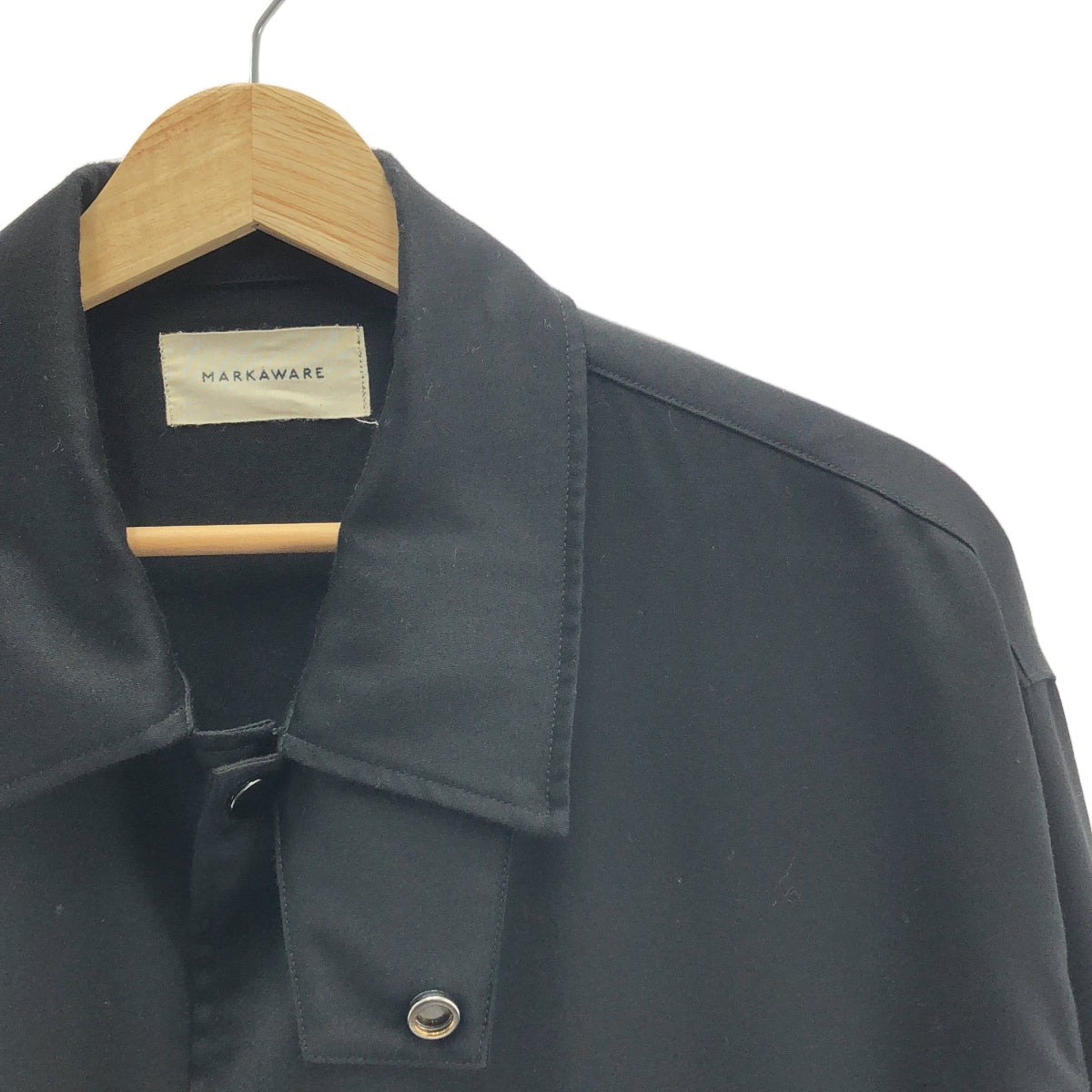 MARKAWARE / マーカウェア | CASHMERE SATIN COACH JACKET カシミヤ サテン コーチジャケット | 3 | ブラック | メンズ