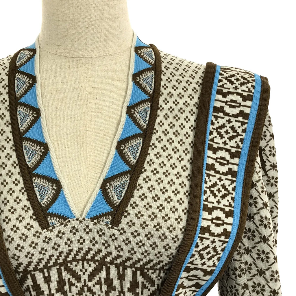 【신품】 Mame Kurogouchi / 마메쿠로고우치 | 2022AW | Fair Isle Knitted Dress / 자가드 니트 원피스 | 1 | 브라운 | 여성