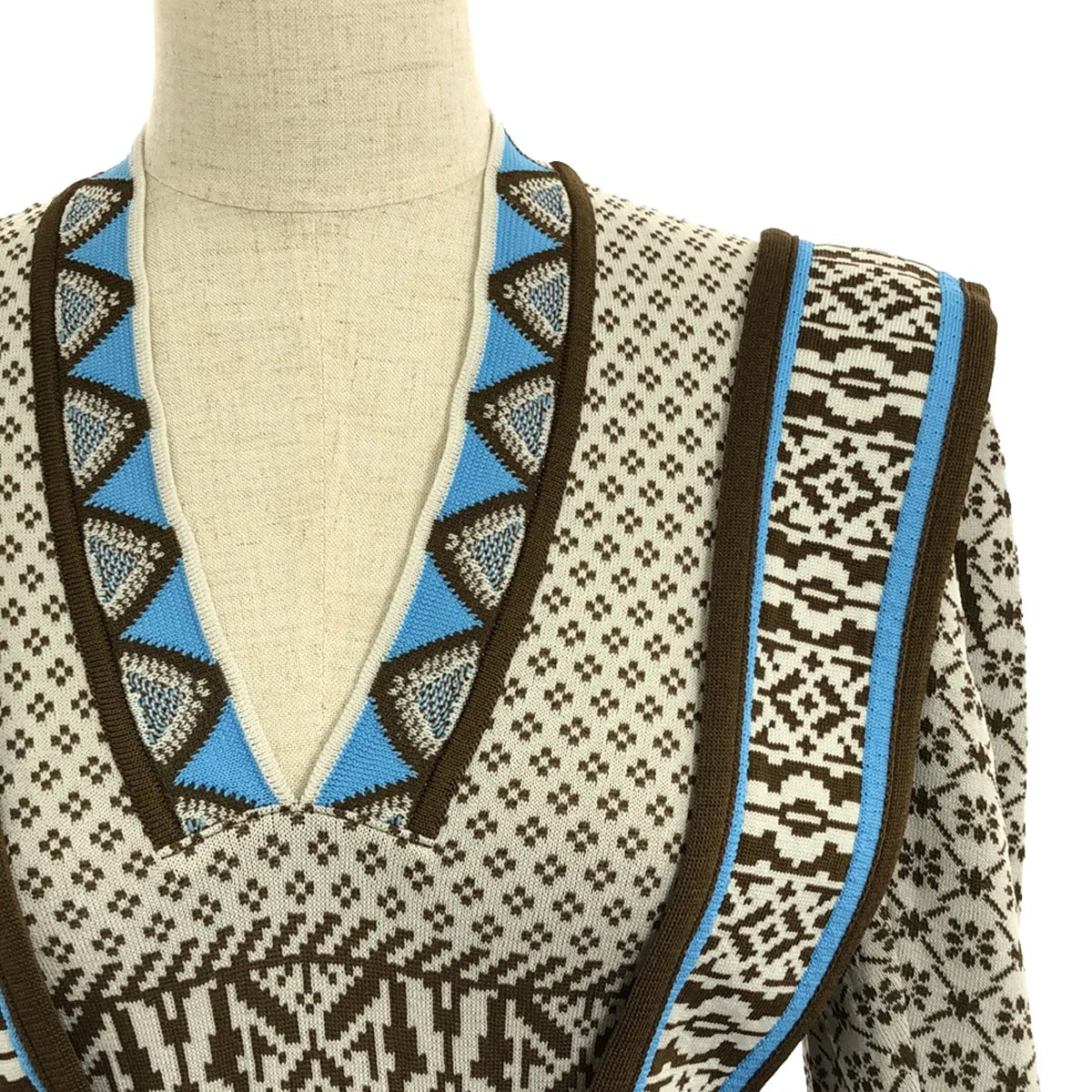 【신품】 Mame Kurogouchi / 마메쿠로고우치 | 2022AW | Fair Isle Knitted Dress / 자가드 니트 원피스 | 1 | 브라운 | 여성