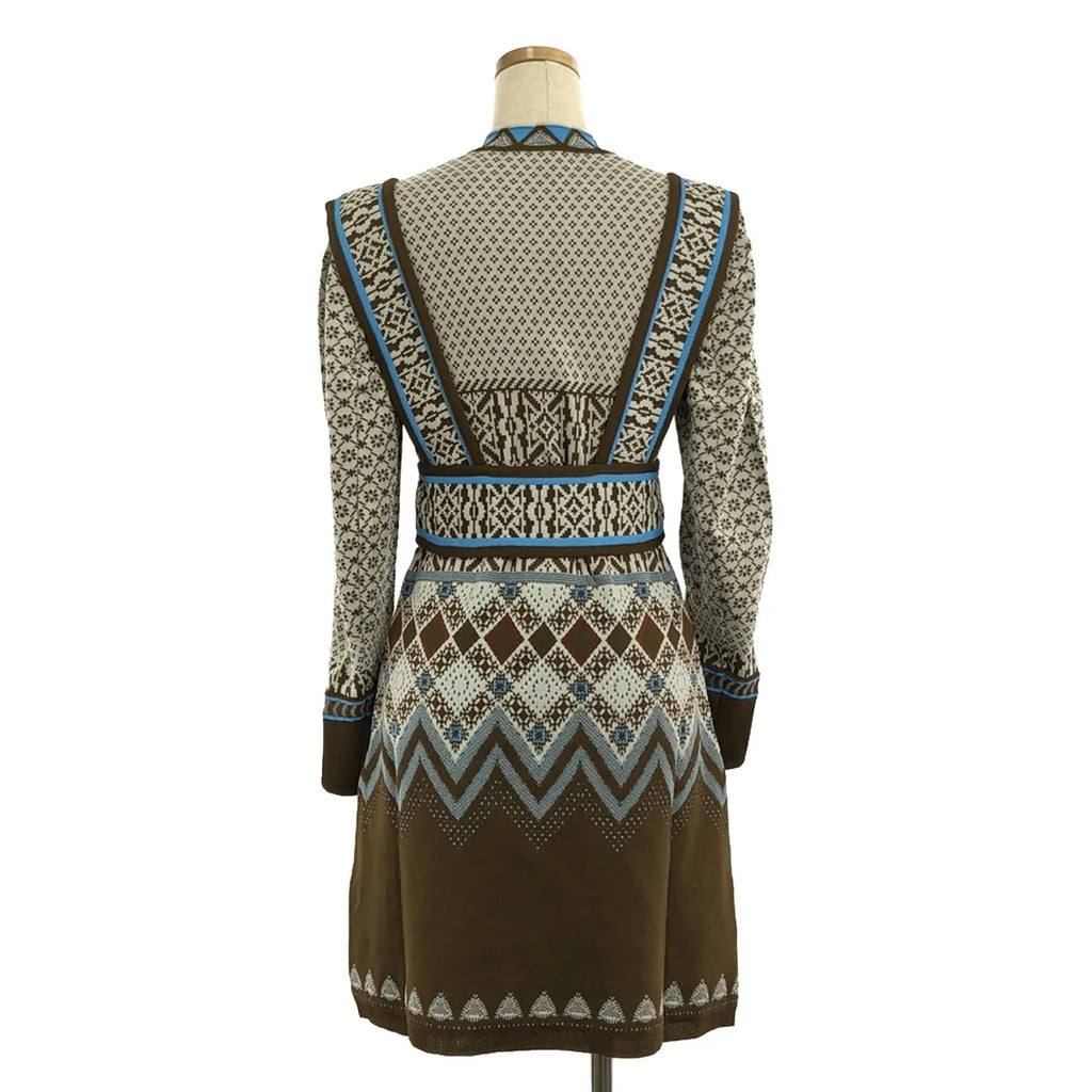 【신품】 Mame Kurogouchi / 마메쿠로고우치 | 2022AW | Fair Isle Knitted Dress / 자가드 니트 원피스 | 1 | 브라운 | 여성