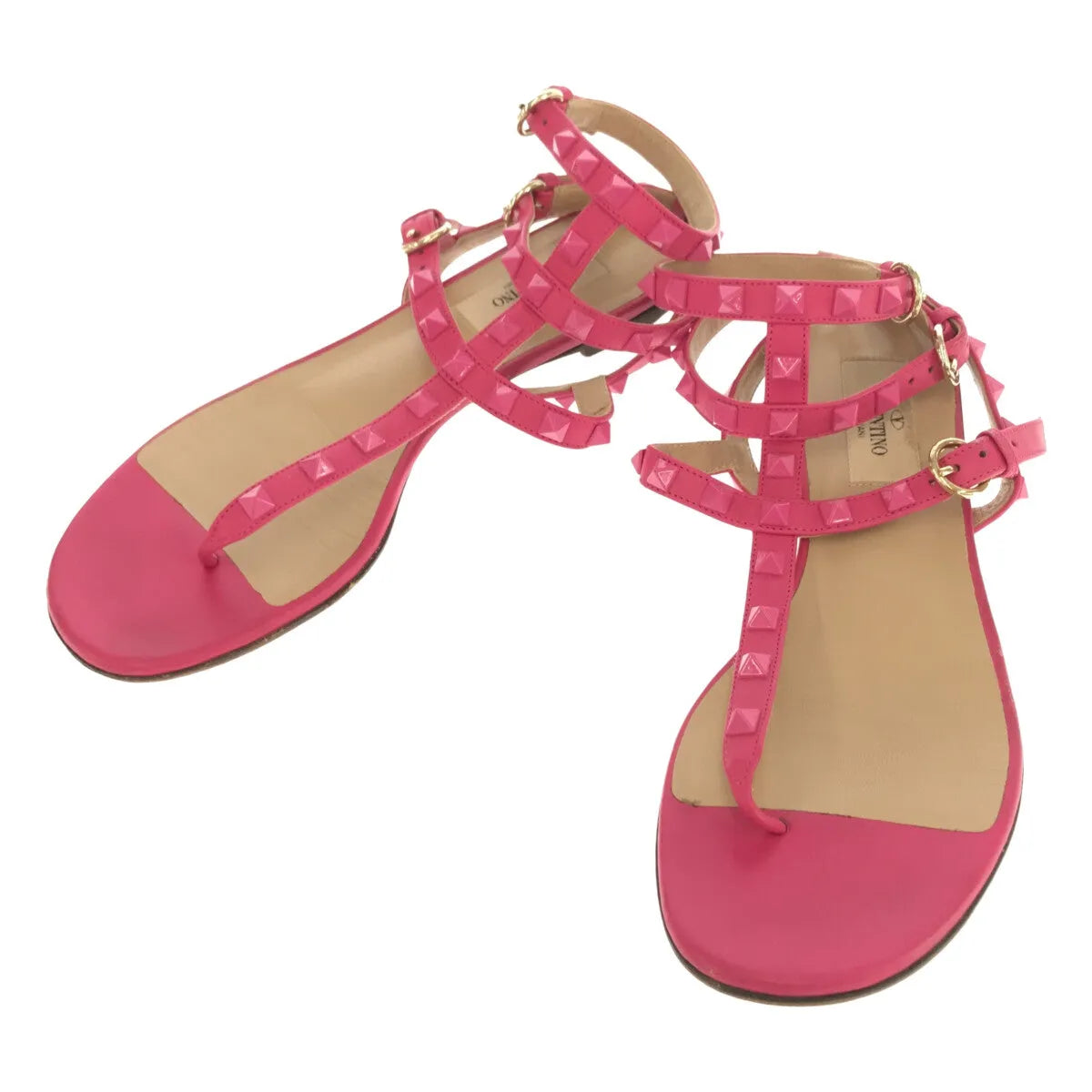 VALENTINO GARAVANI / ヴァレンティノガラヴァーニ | ロックスタッズ フラット トングサンダル | 37 | ピンク | レディース