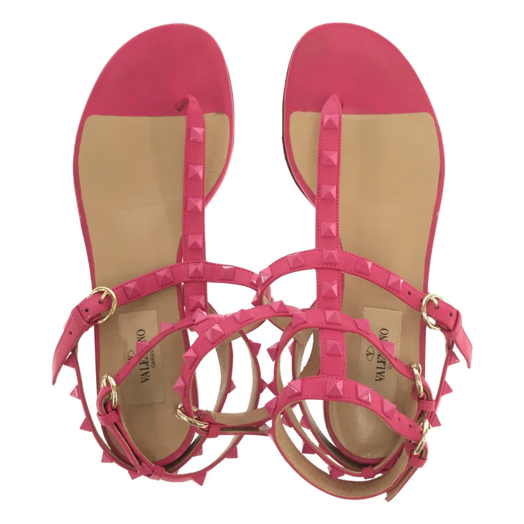 華倫天奴·格拉瓦尼 | Rockstud 平底人字拖涼鞋 | 37 |粉紅色 |女性的