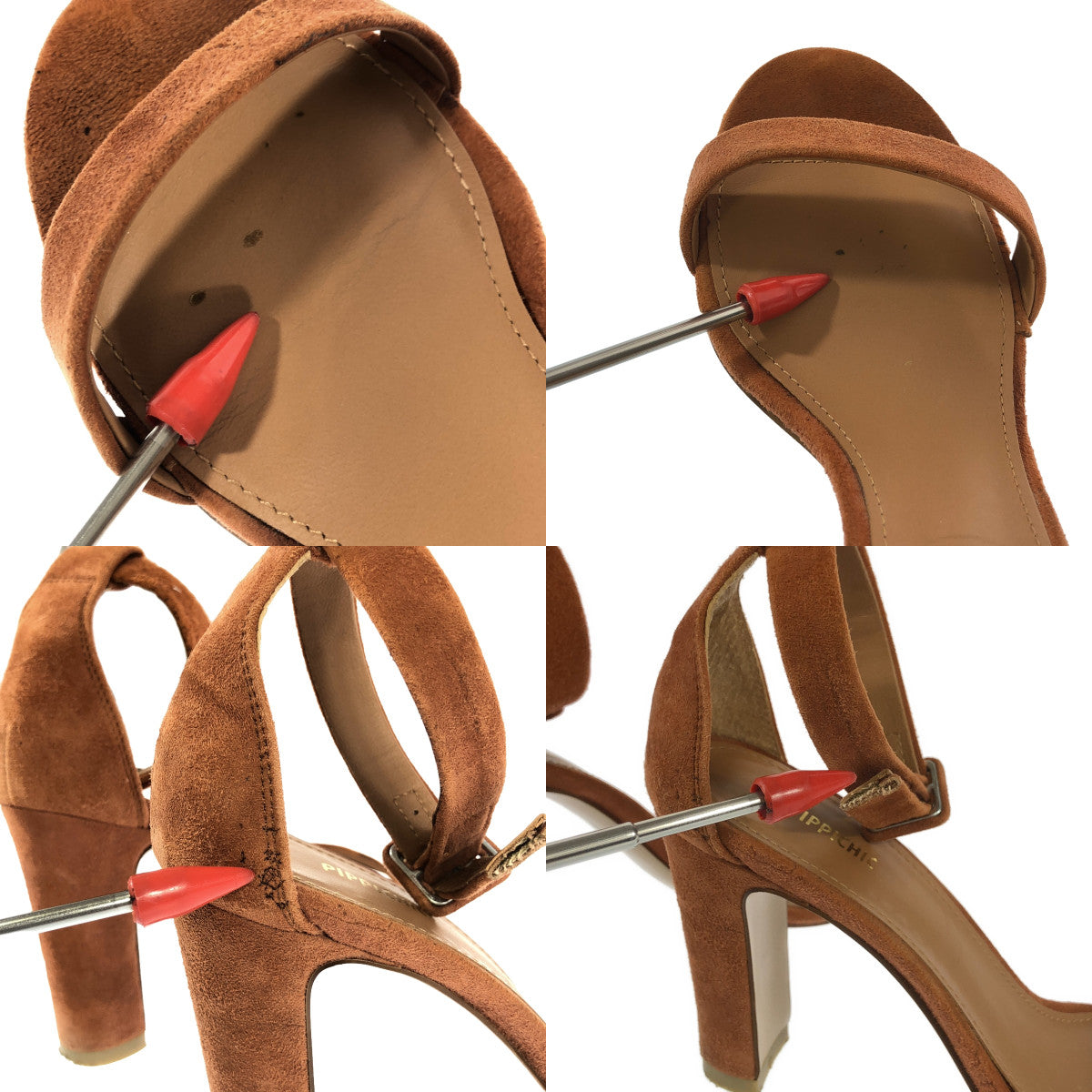 PIPPICHIC / ピッピシック | SEPARATE SANDAL スエードレザー アンクルストラップ ヒールサンダル | 35 1/2 | ブラウン | レディース