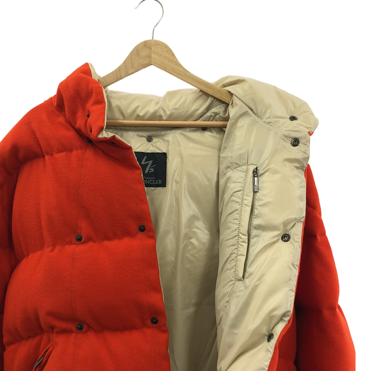 【美品】  Y's for men / ワイズフォーメンヨウジヤマモト | 1999AW | ×MONCLER / モンクレール ウール フーデッド ダウン ジャケット | 2 | オレンジ | メンズ
