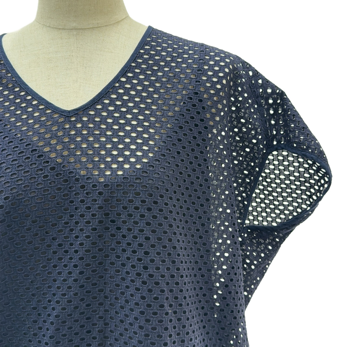 QUEENE and BELLE / クイーンアンドベル | コットン 総レース ロング ワンピース | S | ネイビー | レディース