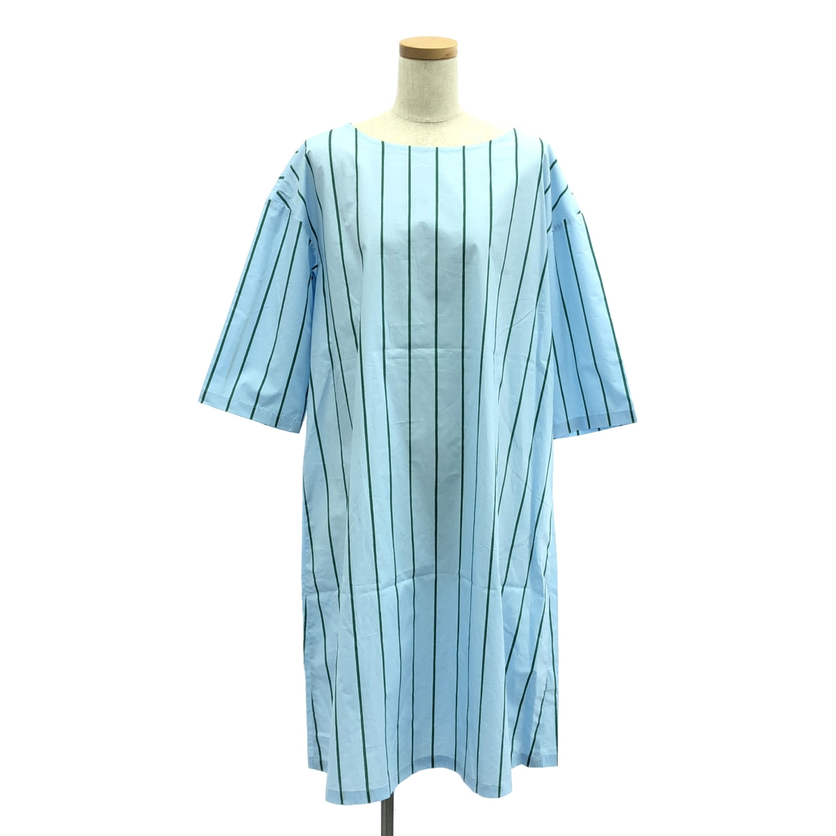 【美品】  marimekko / マリメッコ | KISKORAITA TARIKA DRESS キスコライタ ベルト付 ワンピース | 38 | ブルー/グリーン | レディース