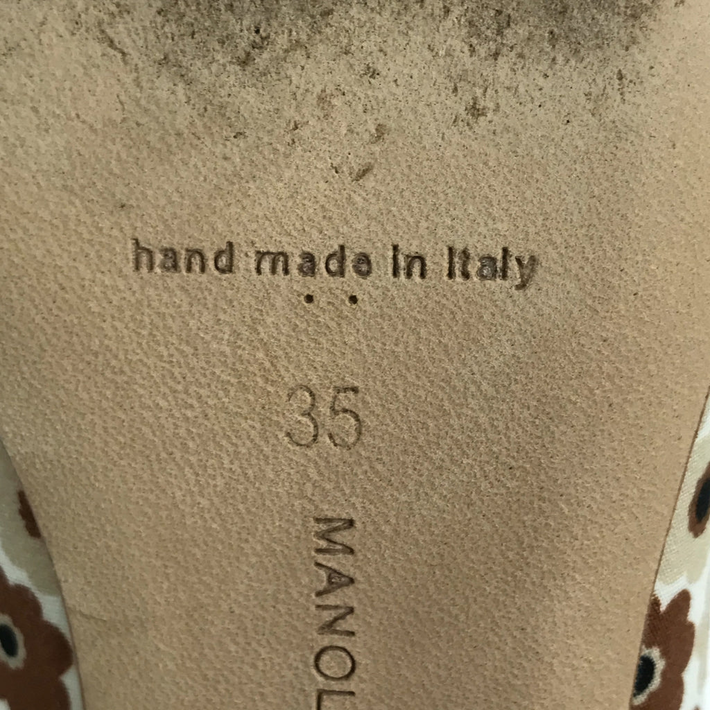 【美品】  MANOLO BLAHNIK / マノロブラニク | Drawer別注 花柄 フラワー パンプス | 35 | ベージュ/ブラウン | レディース