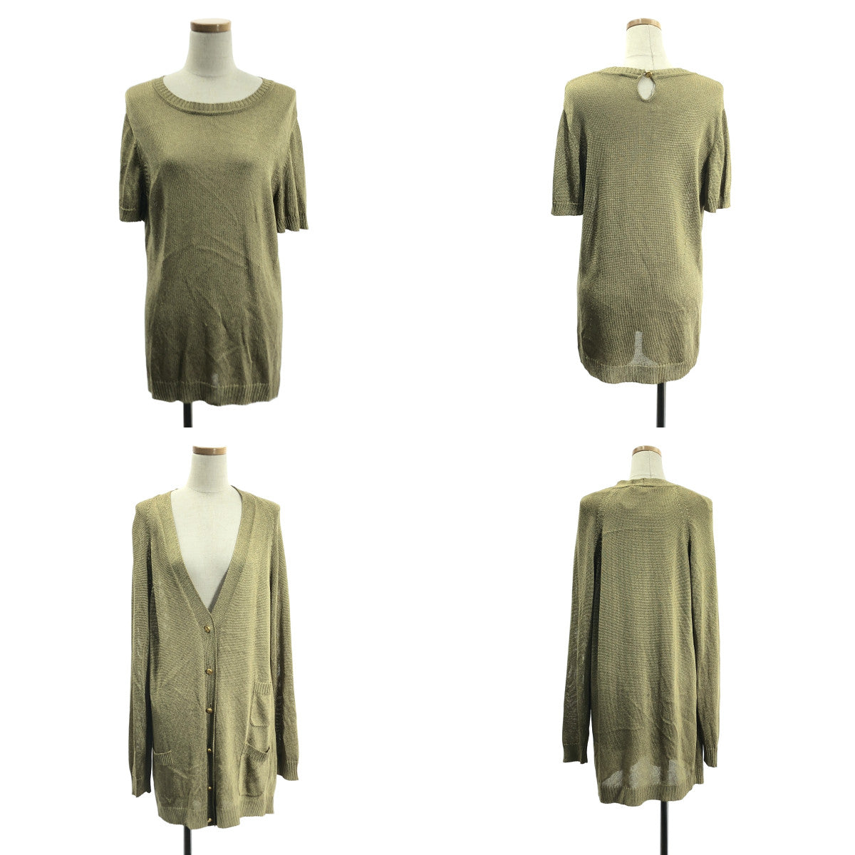 Salvatore Ferragamo / サルヴァトーレフェラガモ | アンサンブル ロゴ金ボタン オーバー カーディガン / ニット プルオーバー | ライトブラウン系 | レディース